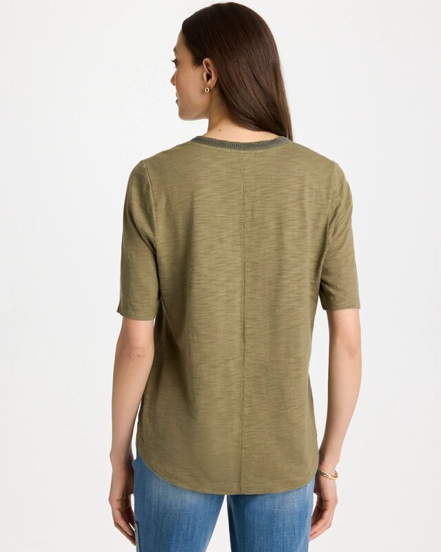 Cotton Slub V-Neck Tee - image 3